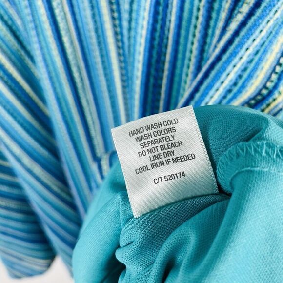 Dressbarn Size 12 Crochet Striped Sleeveless Fit & Flare Dress Blue - Picture 6 of 6